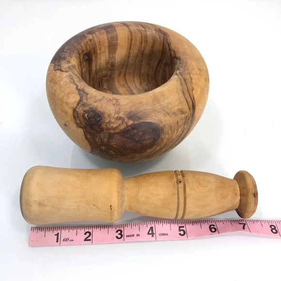 Wooden Hand Carved Mortar and Pestle Set - Picture 9 of 10